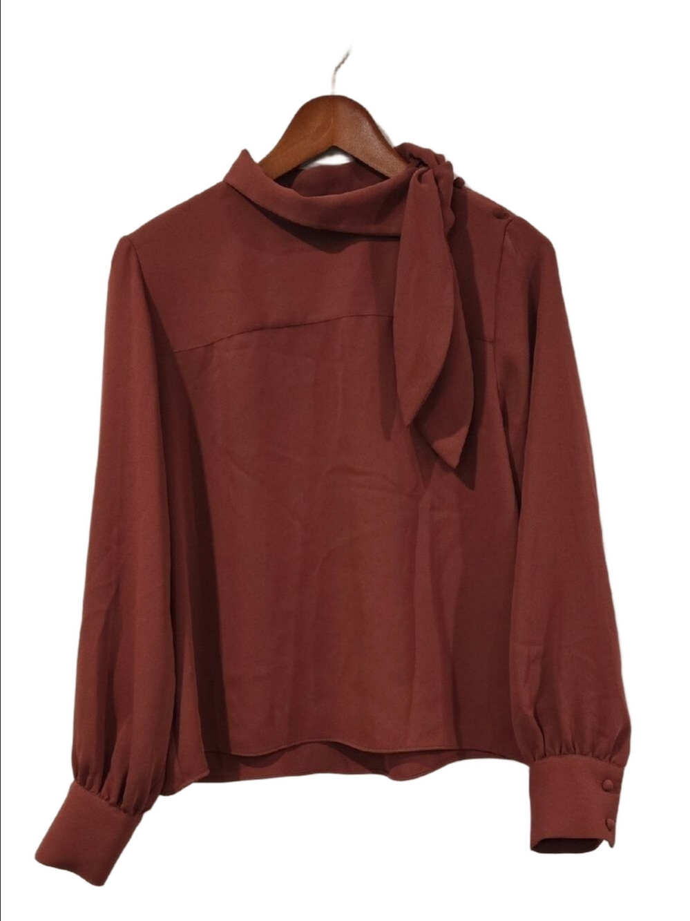 Wilfred Aritzia Trapeze Tie-Neck Blouse Rust Size XS
